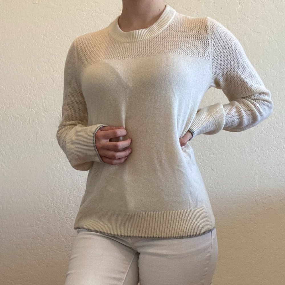Rag and Bone Cream and Grey Cashmere Sweater